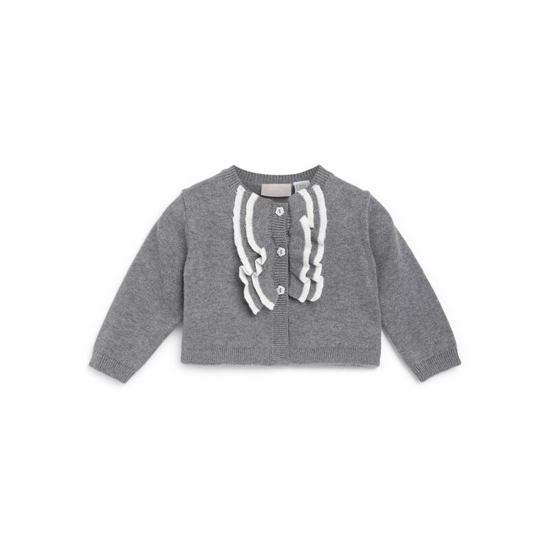 Girls Dark Grey Solid Cardigan image number 0